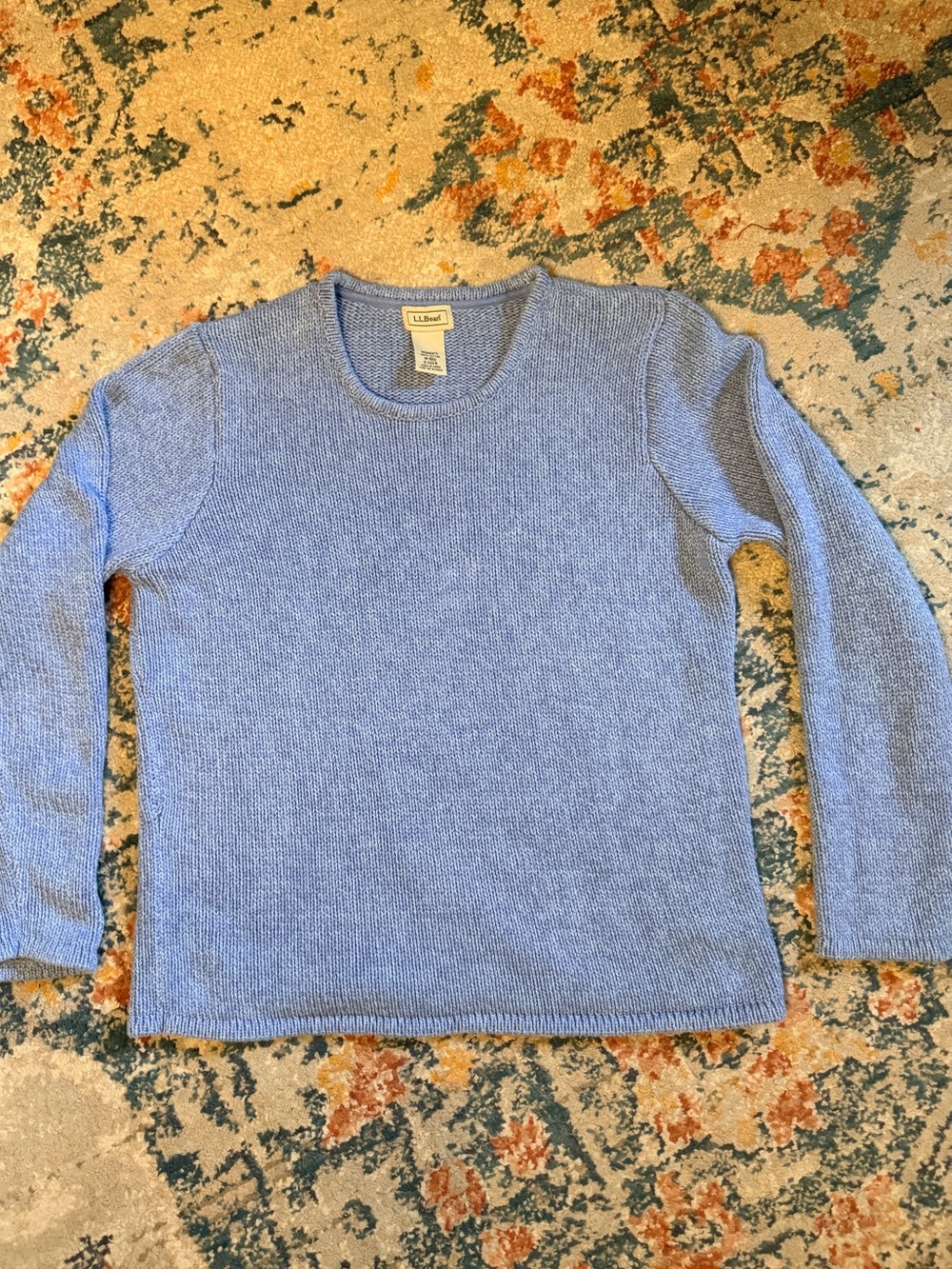 L.L.Bean Women’s 100% Cotton Crewneck Sweater – Blue – Medium Regular